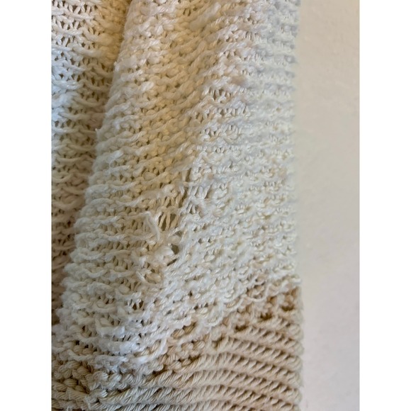 LOFT Cardigan Women XL Full Zip Pockets Cotton Linen Beige White Striped Sweater - Picture 7 of 16